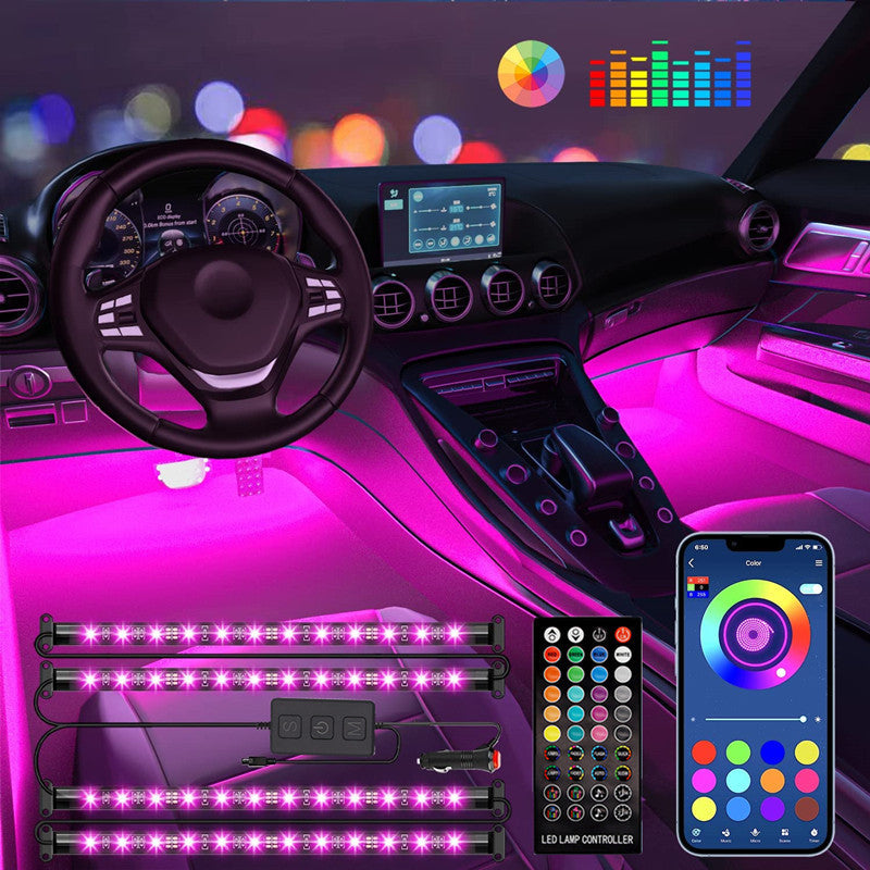 LED Car Interior Ambience Bluetooth APP Colorful Remote Control Voice Control Atmosphere Light