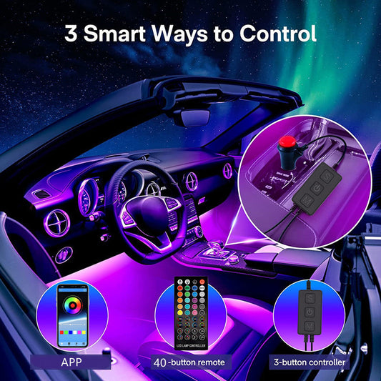 LED Car Interior Ambience Bluetooth APP Colorful Remote Control Voice Control Atmosphere Light